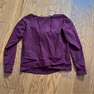 Women's Burgundy Hooded Active Top Shirt Zella Small S Long Sleeve